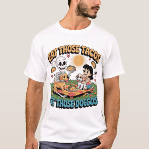 Taco Dog Lover Cinco De Mayo Skeleton Party Humour T-Shirt