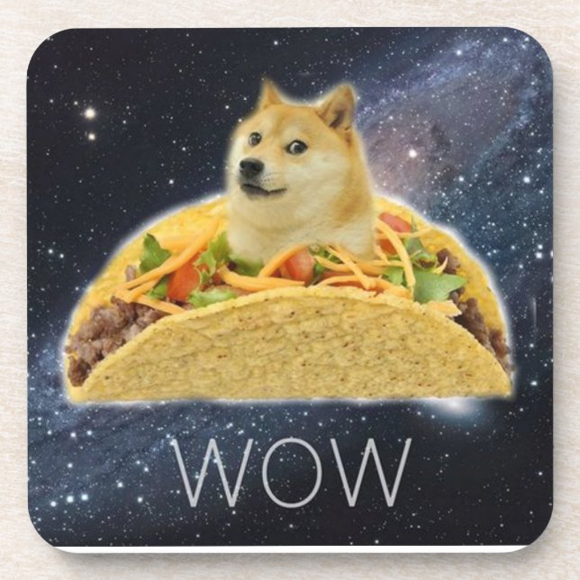 Taco Doge In Space. Wow. Coaster (Front)