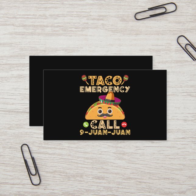 Taco Emergency Call Funny Cinco de Mayo Mexican Business Card (Front/Back In Situ)