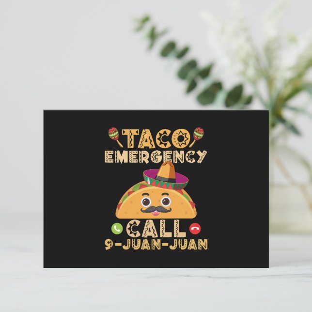 Taco Emergency Call Funny Cinco de Mayo Mexican Thank You Card (Standing Front)