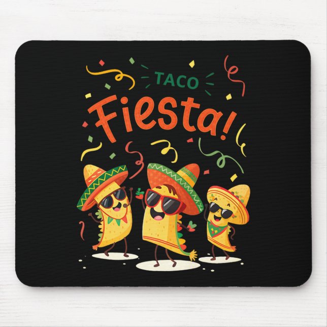 Taco fiesta cute cinco de mayo party for ages mouse mat (Front)