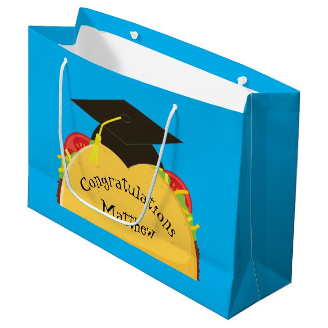 Taco Fiesta Graduation Party Mexican Large Gift Bag (Front Angled)