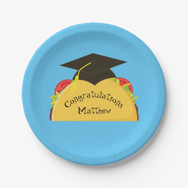 Taco Fiesta Graduation Party Mexican Paper Plate (Front)