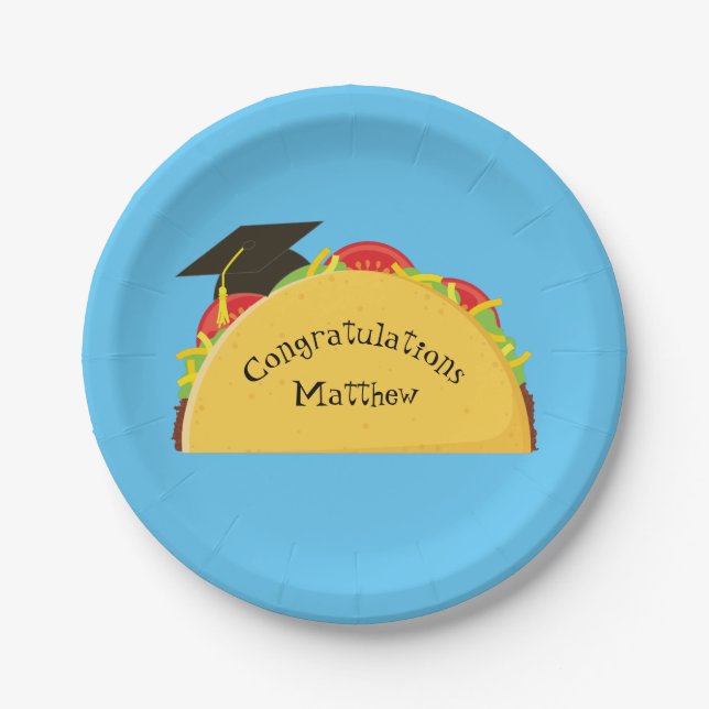 Taco Fiesta Graduation Party Mexican Paper Plate (Front)