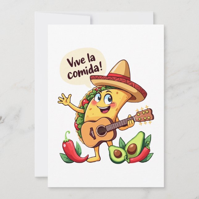 Taco Fiesta mit Gitarre und hispanischem Flair Holiday Card (Front)