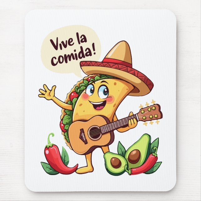 Taco Fiesta mit Gitarre und hispanischem Flair Mouse Mat (Front)