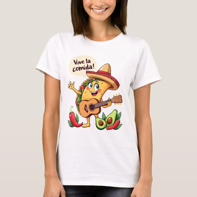 Taco Fiesta mit Gitarre und hispanischem Flair T-Shirt (Front)