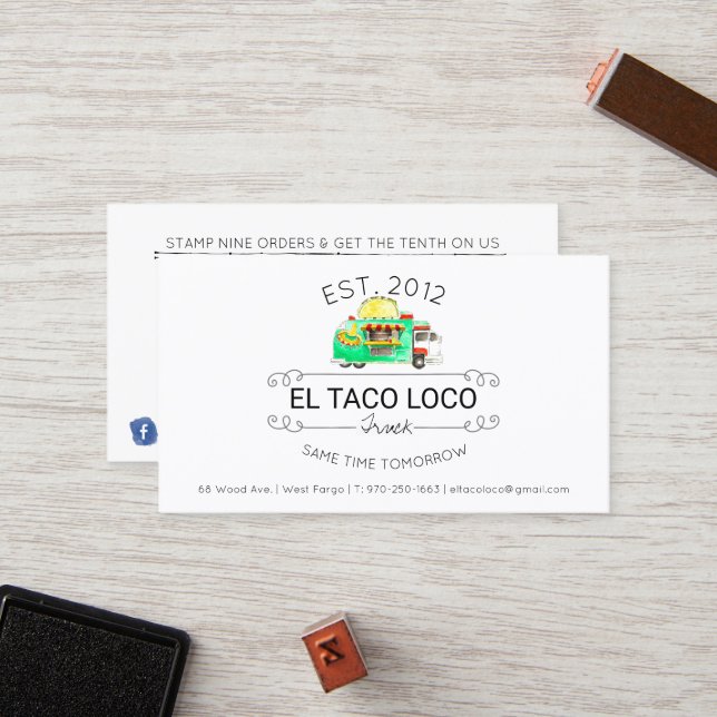 Taco Food Truck Loyalty Card (Front/Back In Situ)