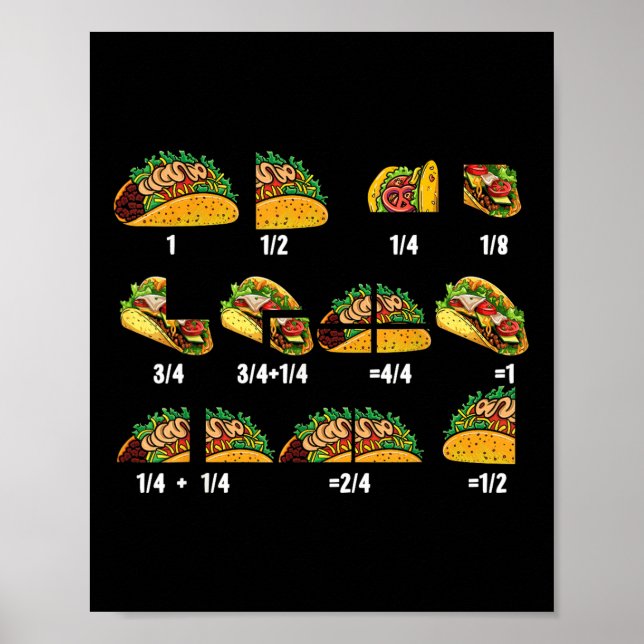 Taco Fraction Math Teachers Back To School Educati Poster (Front)