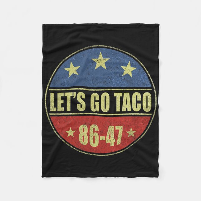 Taco Funny Let's Go Taco Retro Button  Fleece Blanket (Front)