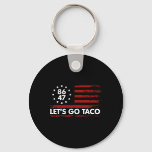 Taco Funny Let's Go Taco Shirt American Flag Patri Key Ring