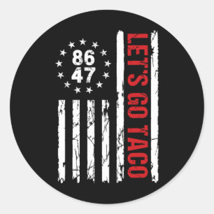 Taco Funny Let's Go Taco Shirt Men Women Classic Round Sticker