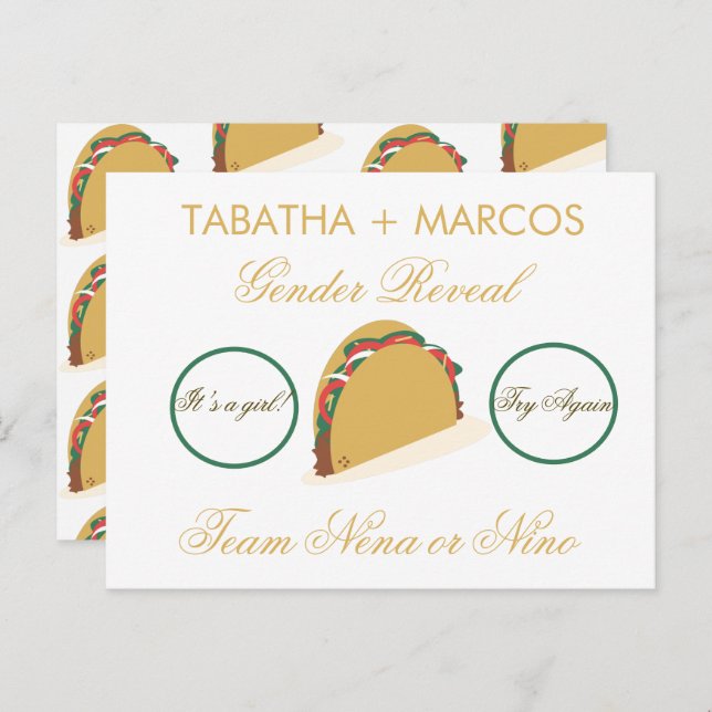 Taco Gender Reveal DIY Faux Scratch Cards (Front/Back)