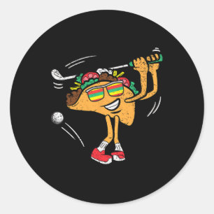 Taco Golf Player Cinco De Mayo Mexican Golfer Food Classic Round Sticker