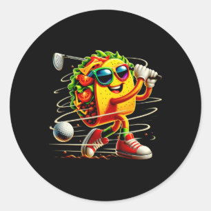 Taco Golf Player Cinco De Mayo Mexican Golfer Food Classic Round Sticker