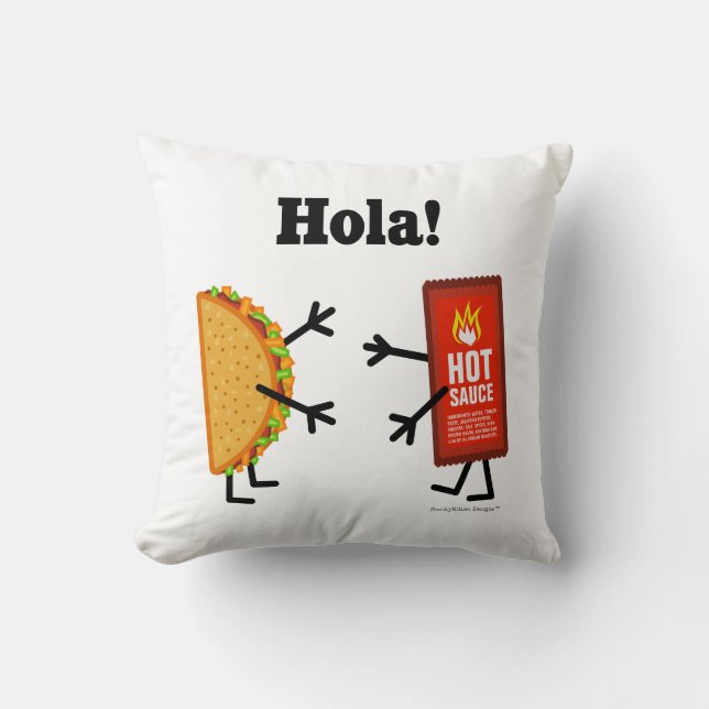 Taco & Hot Sauce - Hola! Cushion (Front)
