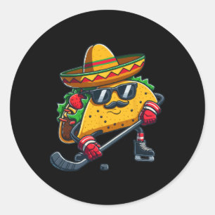 Taco Ice Hockey Player Funny Cinco De Mayo Classic Round Sticker
