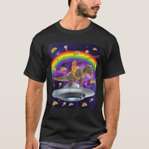 Taco Kitty Rainbow Laser Eye T Rex Riding Space Ca T-Shirt