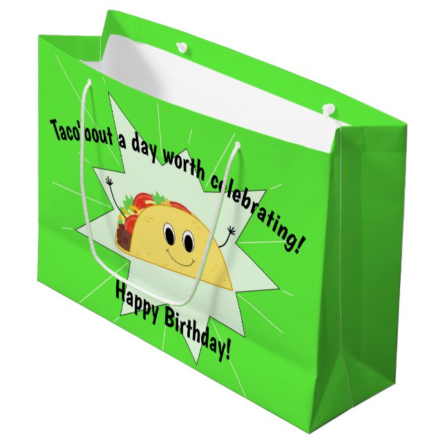 Taco Lover Large Birthday Bag (Front Angled)
