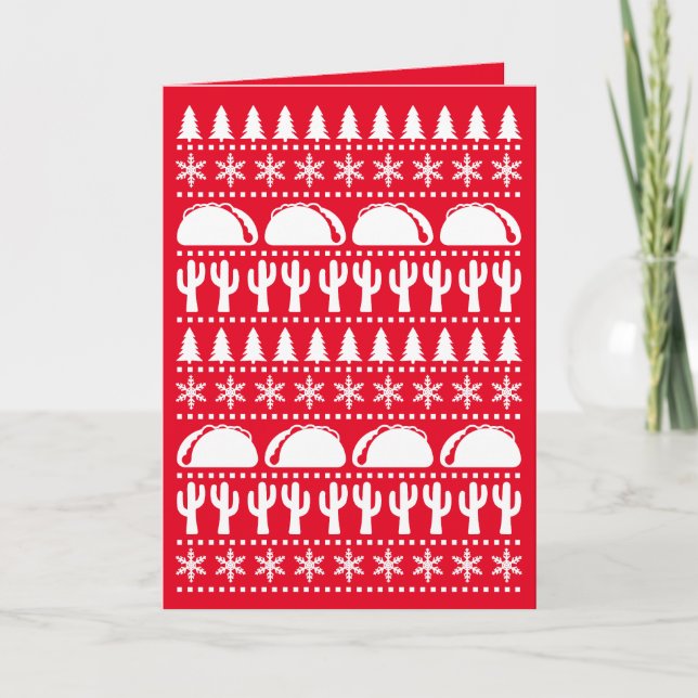 Taco Lover Ugly Christmas Sweater Festive Holiday Card (Front)