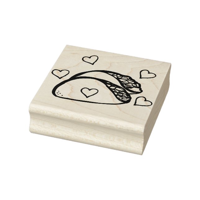 Taco lovers taco tuesday hearts                    rubber stamp (Stamp)