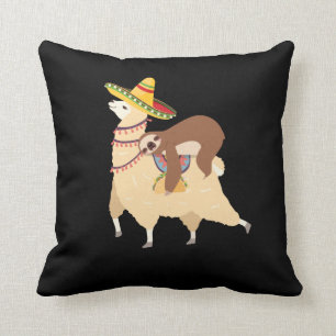 Taco Loving Animals Lazy Sloth Riding Llama Cushion