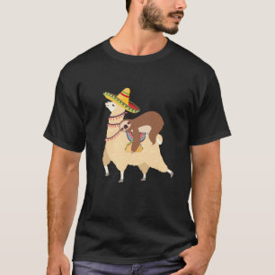 Taco Loving Animals Lazy Sloth Riding Llama T-Shirt