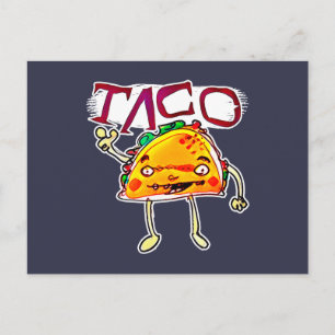 taco man cartoon style funny illustration postcard