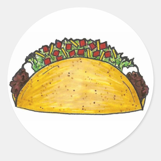 Taco Mexican Food Foodie Hard Shell Corn Tacos Classic Round Sticker (Front)
