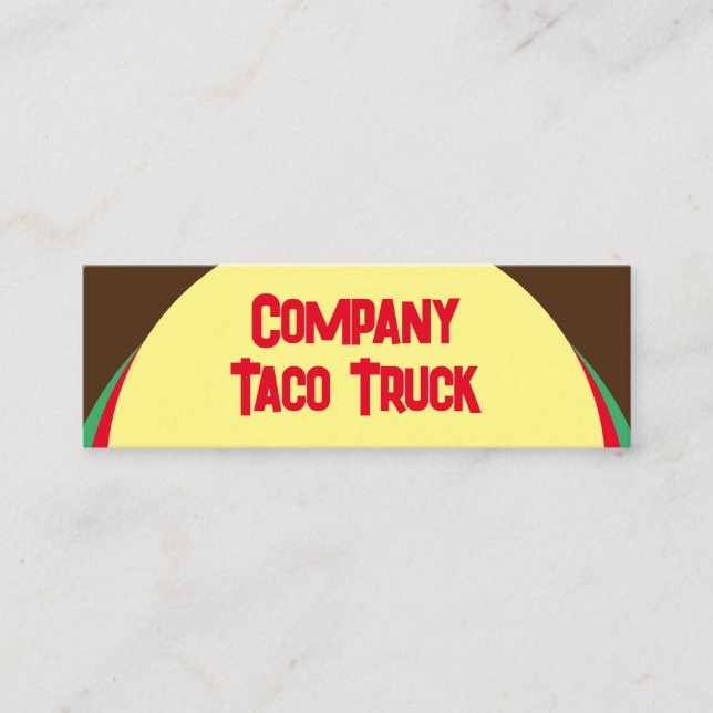 Taco Mexican food truck yellow brown red Mini Business Card (Front)