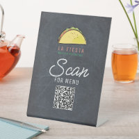 Taco Mexican Restaurant Chalkboard Menu QR Code