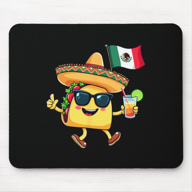 Taco Mexico Flag Cinco De Mayo Mexican Independenc Mouse Mat (Front)