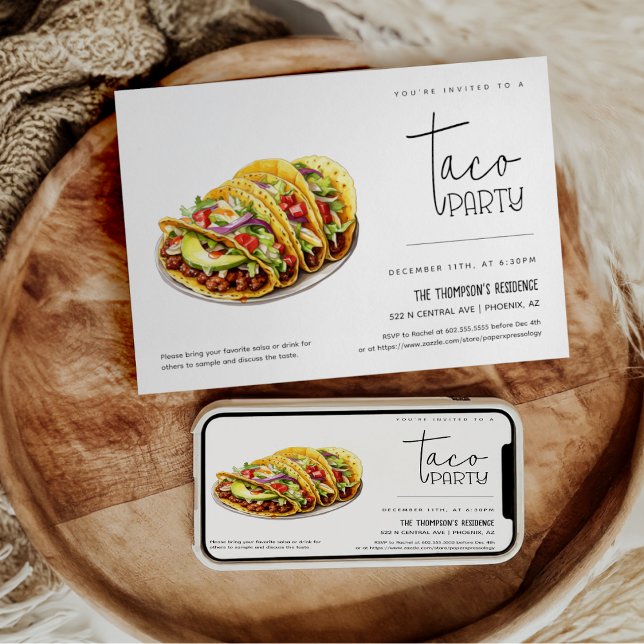 Taco Party Any Occasion Party Taco Night Party Invitation (Creator Uploaded)