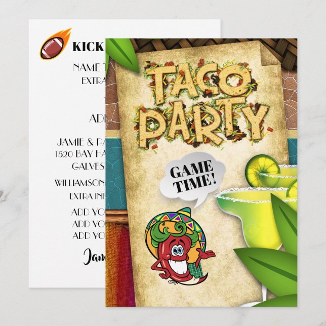 Taco Party Football New Year's Invitation (Front/Back)