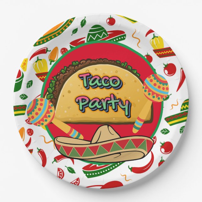 Taco Party  Paper Plate (Front)