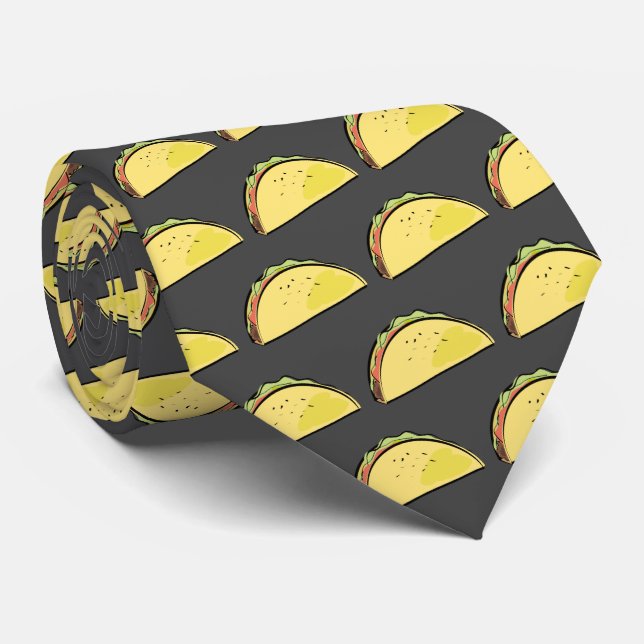 Taco Pattern Dark Grey Tie (Rolled)