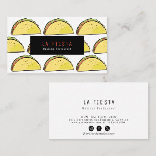 Taco Pattern Modern White Social Media Business Card