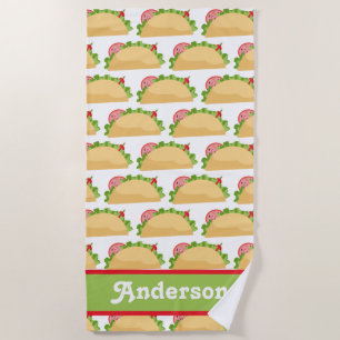 Taco Pattern Personalised Beach Towel