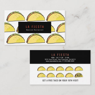 Taco Pattern Simple & Modern White Loyalty Card