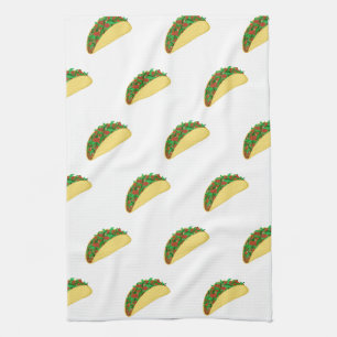 Taco Pattern White Tea Towel