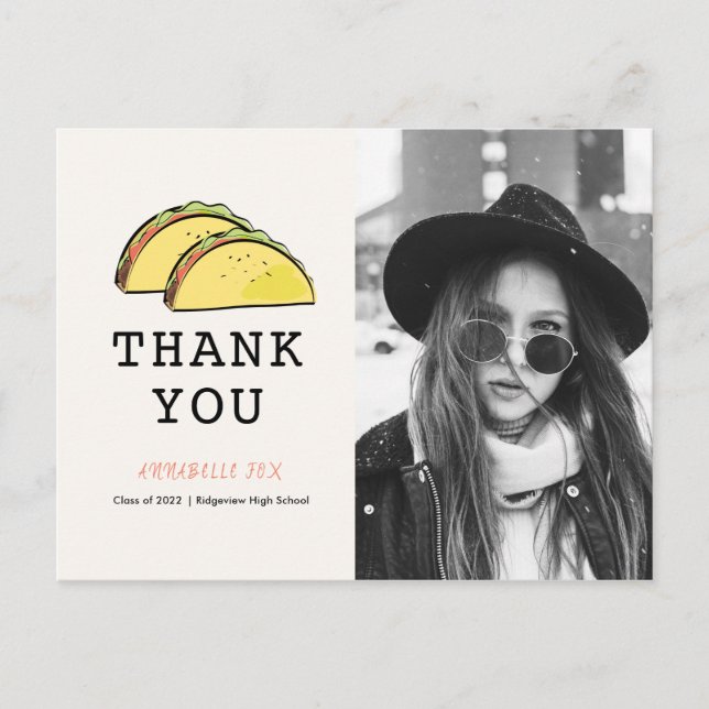 Taco Photo Thank You Announcement Postcard (Front)