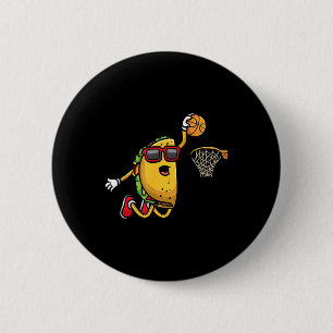 Taco Playing Basketball Mexican Cinco De Mayo Kids 6 Cm Round Badge