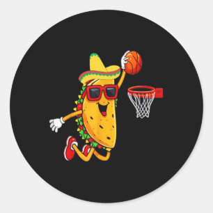 Taco Playing Sketll Mexican Food Dunking Cinco De Classic Round Sticker