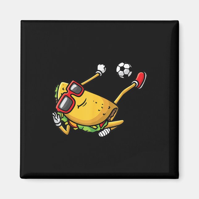 Taco Playing Soccer Mexican Cinco De Mayo Kids Men Magnet (Front)