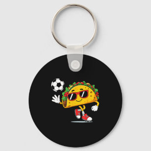 Taco playing soccer mexican cinco de mayo sombrero key ring
