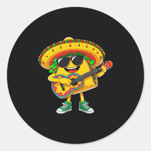 Taco plays the guitar cinco de mayo funny mexican classic round sticker