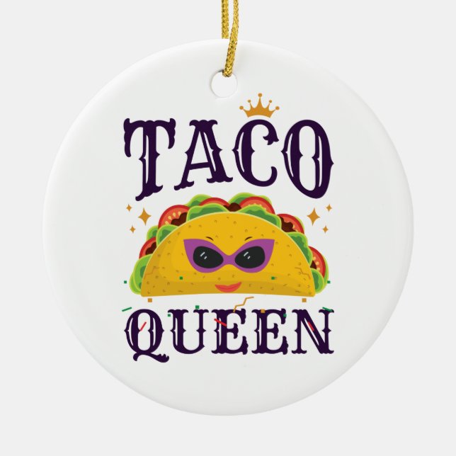 Taco Queen Love Tacos Women Ceramic Tree Decoration (Front)