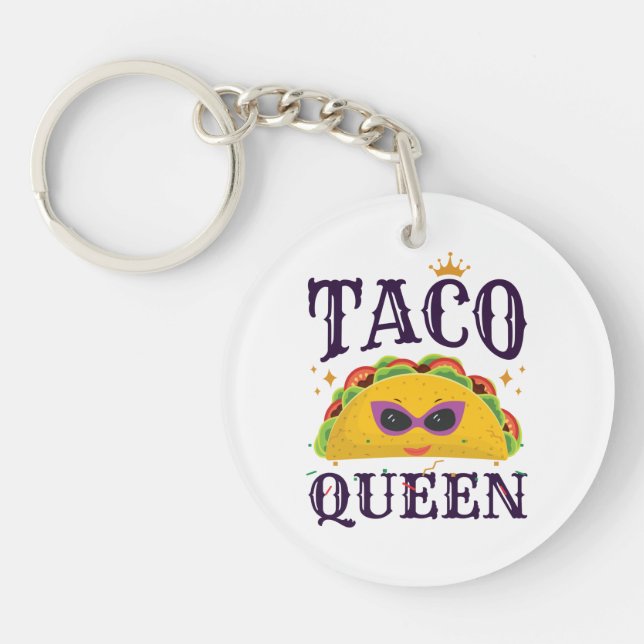 Taco Queen Love Tacos Women Key Ring (Front)
