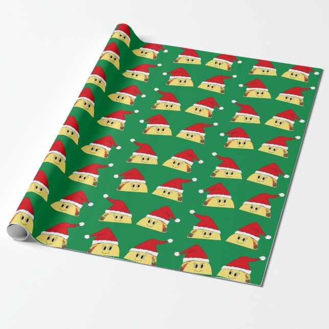 Taco Santa Christmas Wrapping Paper (Unrolled)