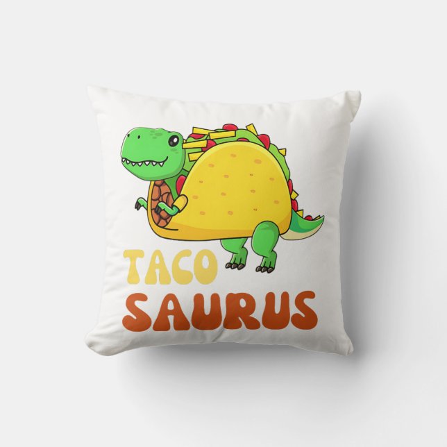 Taco saurus Taco Dinosaur T-rex Funny Dino Cushion (Front)